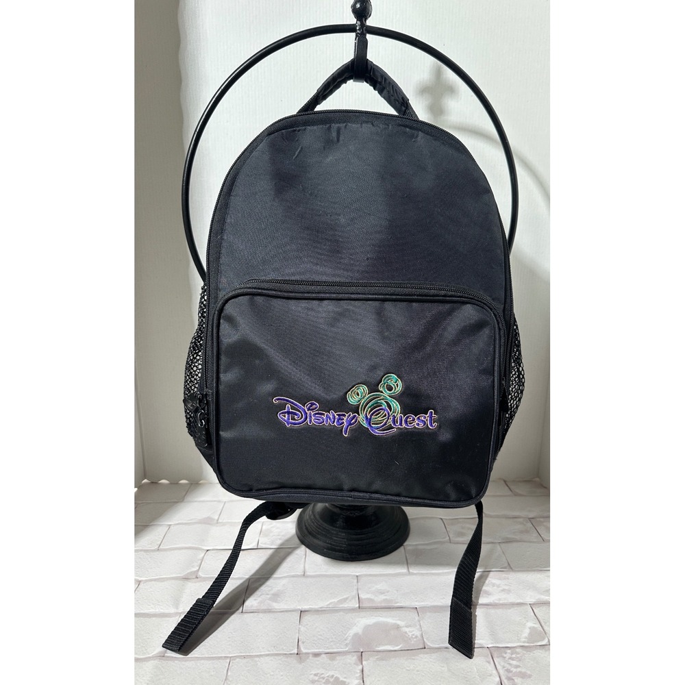 Disney Quest‎ Black Backpack Mickey Mouse Logo Adjustable Straps